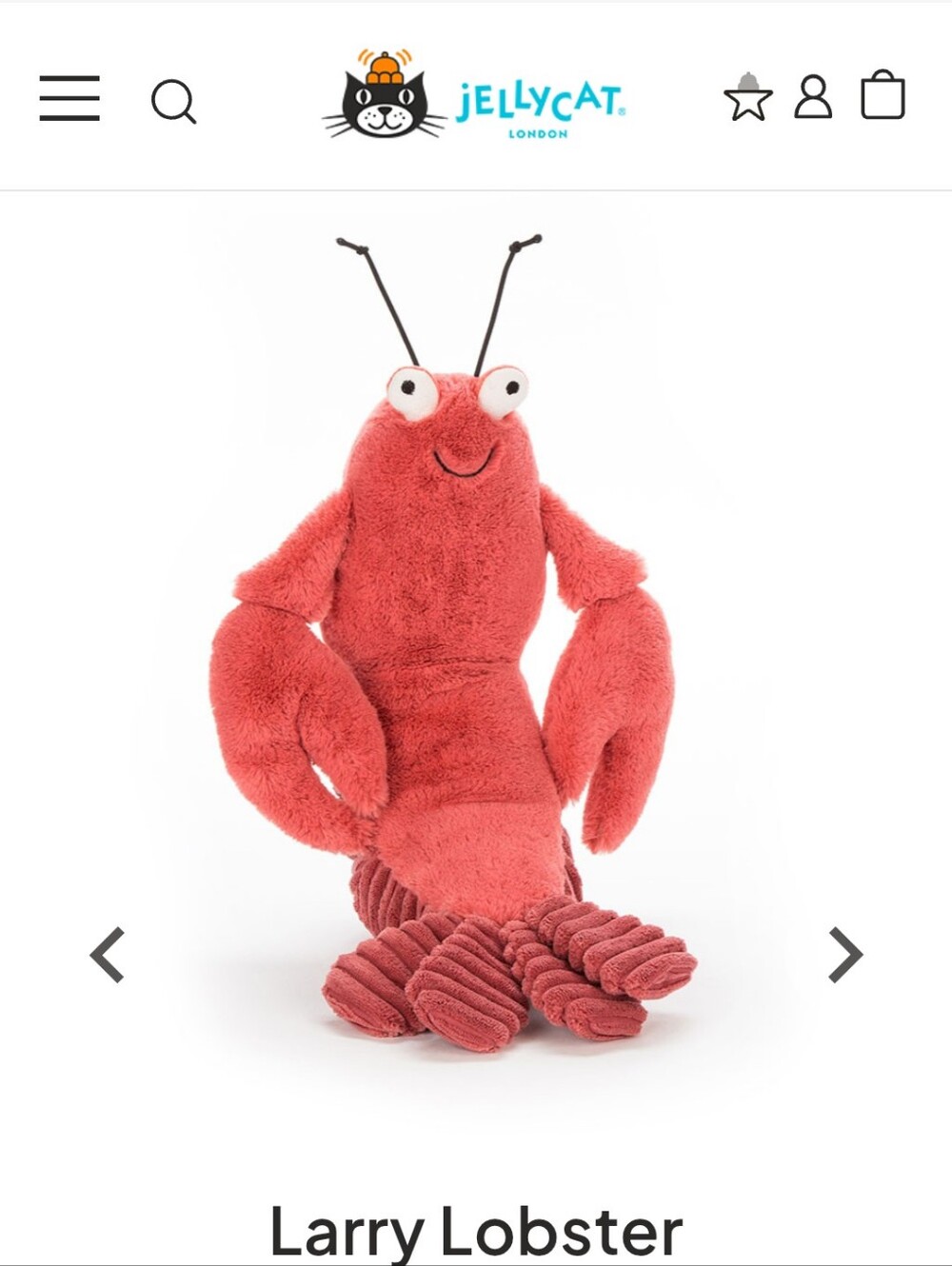 Jellycat Larry Lobster Plush Stuffed Animal 3405SH